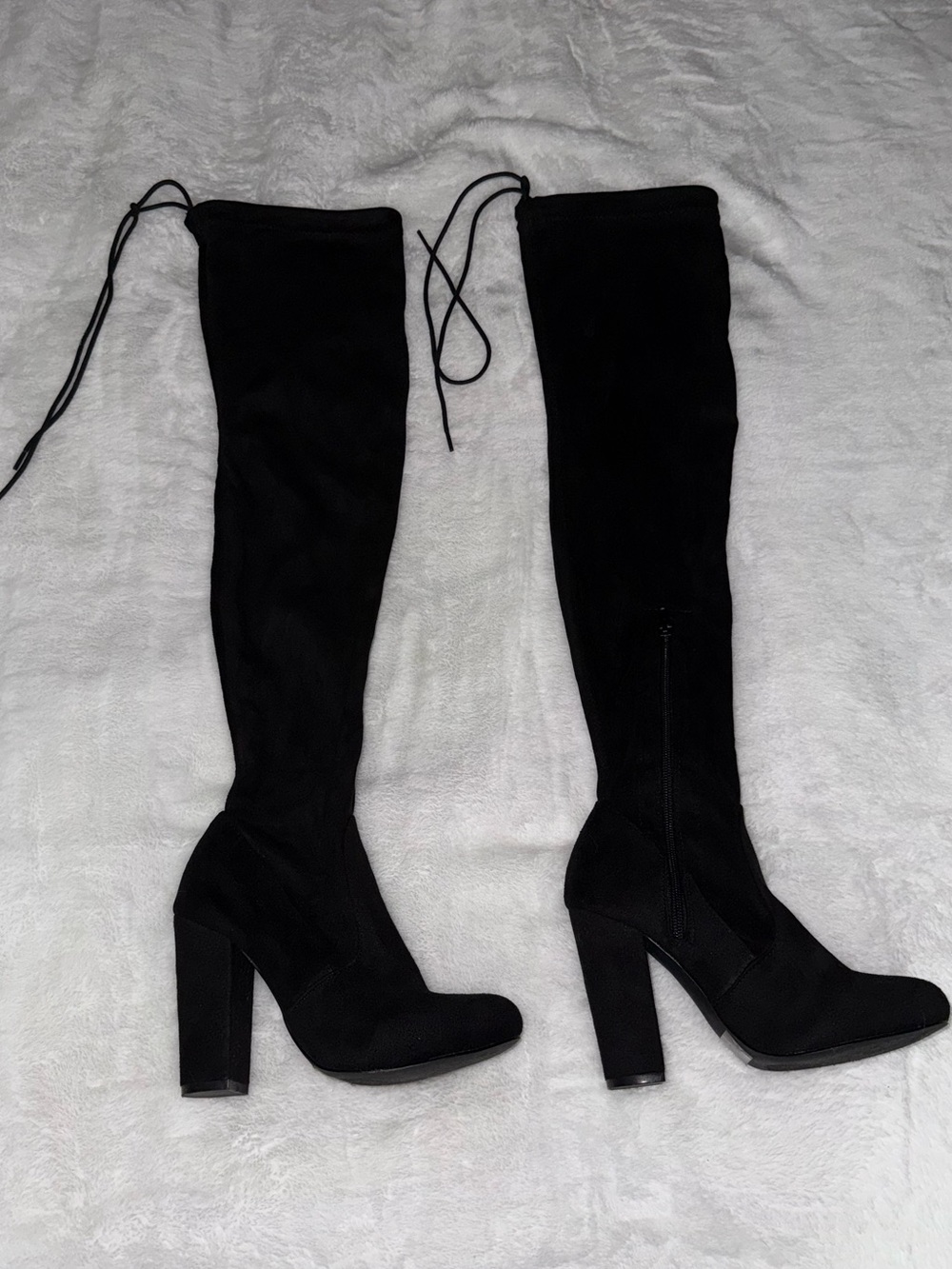 Women's Black Over-the-Knee Block Heel Boots